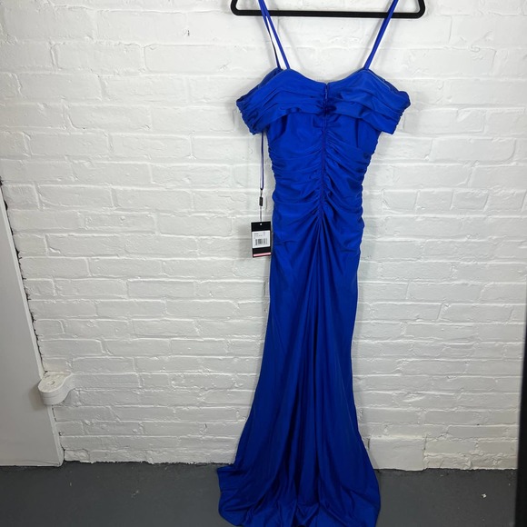 La Femme Women's Party Cocktail Side Slit Maxi Prom Dress Royal Blue Size 8 - Picture 3 of 4